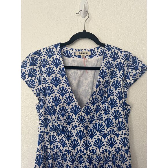 Boden May Cotton Midi Tea Dress Surf The Web, Shells Size 12 - Picture 4 of 10